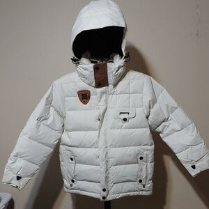 Youth  Unisex Cream Puffer Goose Down Ski Jacket NWOT